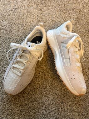 Under Armour Light Beige Suede & Mesh Trainers/walking shoes